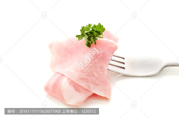 用叉子包裹的軟火腿片
