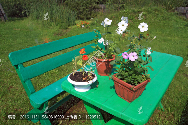 夏季花園里的花園家具