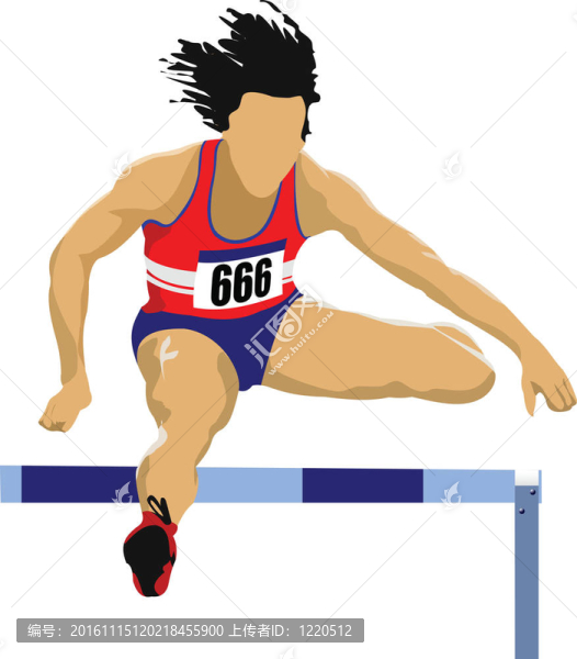 女子跨欄跑。插圖