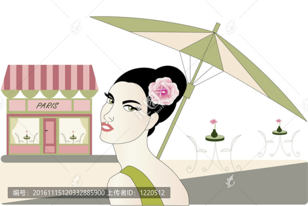 一個巴黎咖啡館的插圖