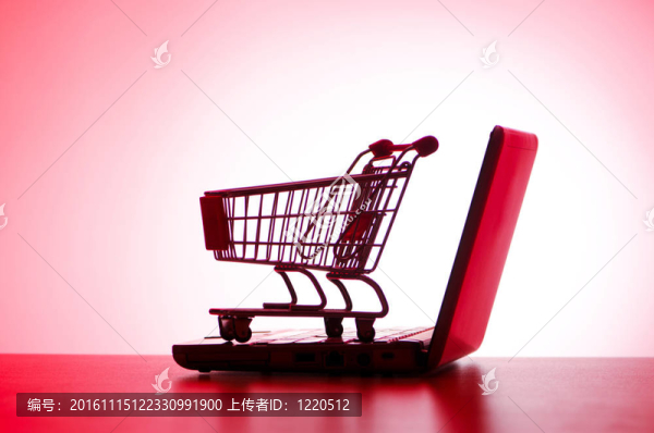 筆記本電腦和購(gòu)物車silhoette