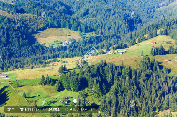 美麗的小山村在山腰