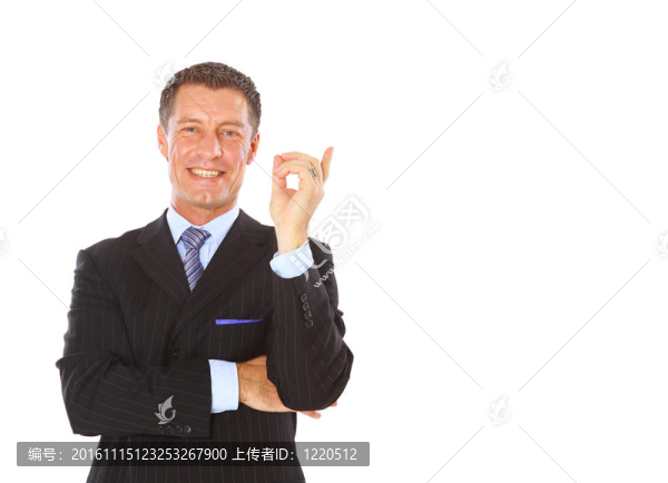 有吸引力的商人指著復(fù)制空間