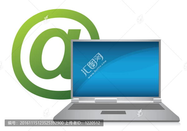 帶有電子郵件符號的筆記本電腦