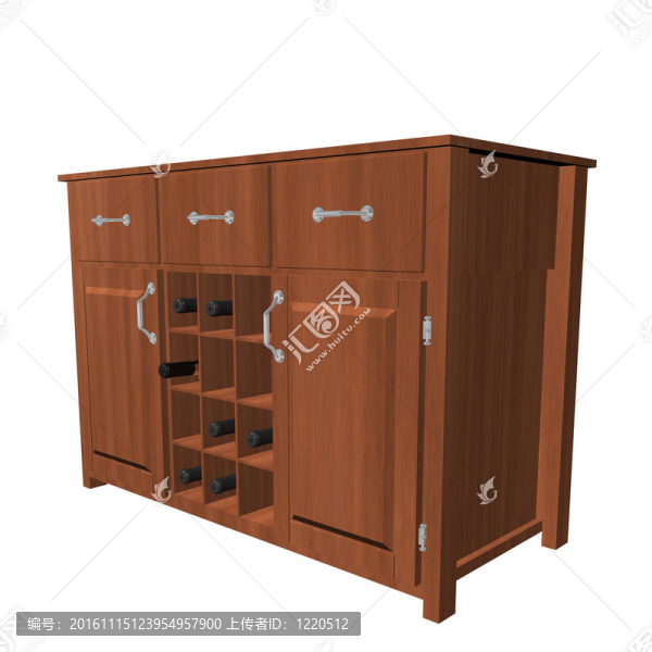 經(jīng)典木柜與酒架；三維插圖