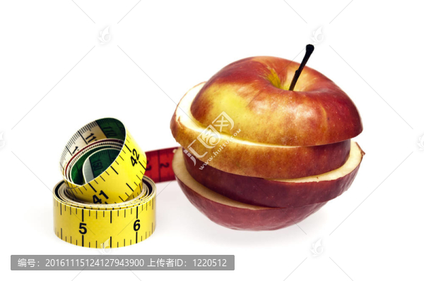 測量帶和蘋果