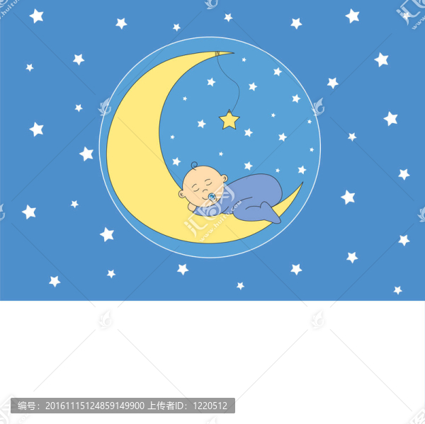 小女孩睡在月亮上