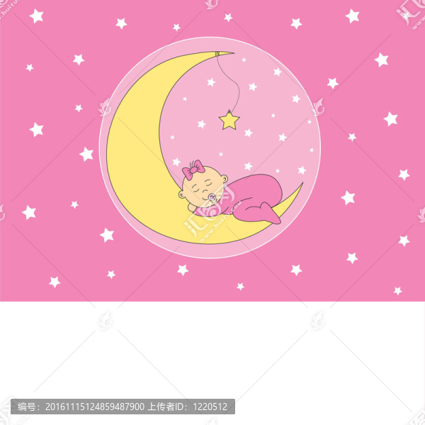小女孩睡在月亮上