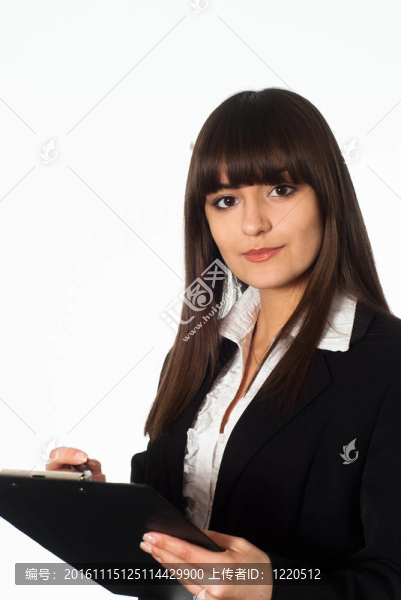 漂亮的女孩在一個黑色的西裝