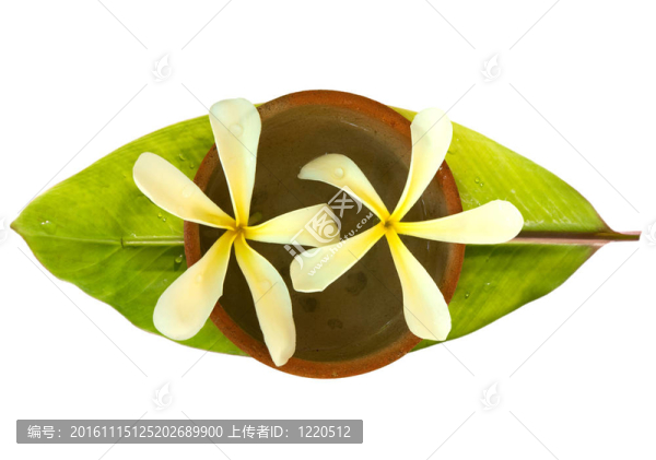 在一個碗里的雞蛋放在一個新鮮的香蕉葉