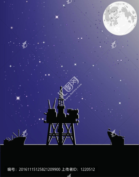 月光下的油平臺