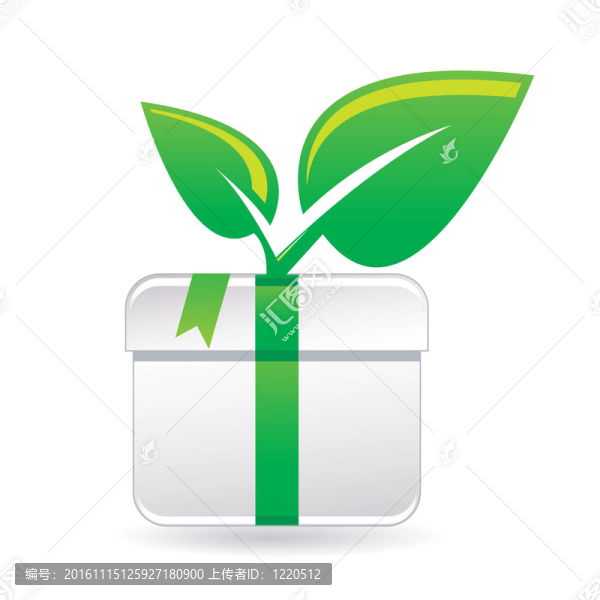 帶有葉子的禮物圖標(biāo)