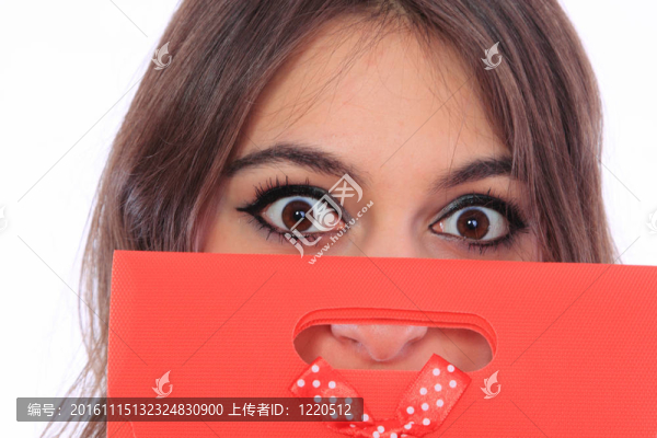 可愛的女人與購(gòu)物袋