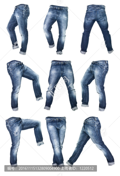 藍色牛仔褲的拼貼
