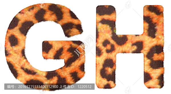 Leopard,fur,G和H字母孤立