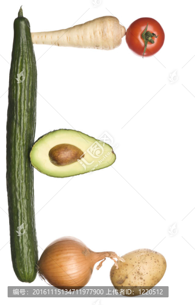 蔬菜做成的字母E
