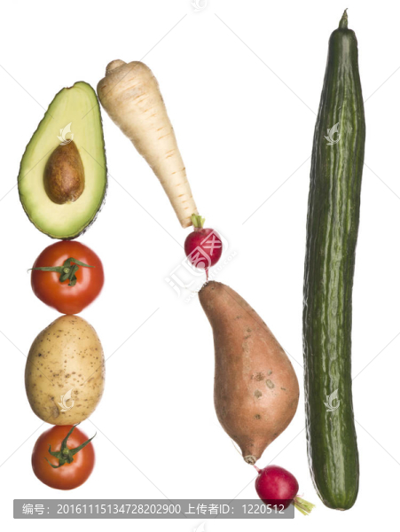 蔬菜做成的字母n