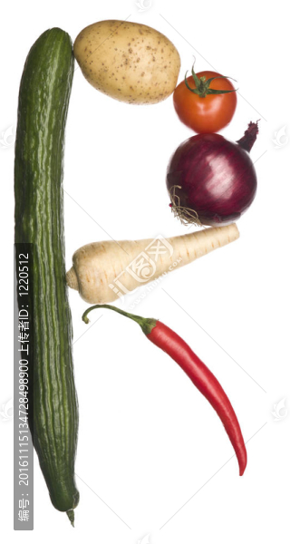 蔬菜做成的字母R