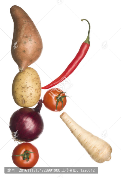 蔬菜做成的字母K