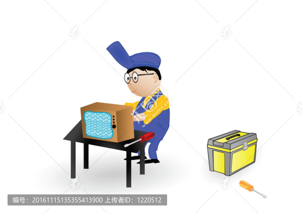 插畫大師修復電視。