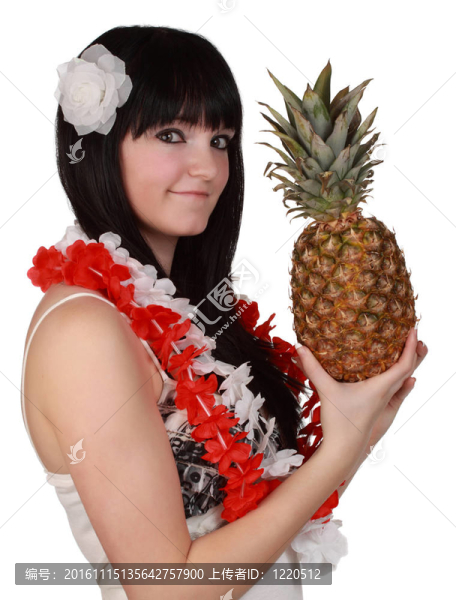 女孩holdign菠蘿