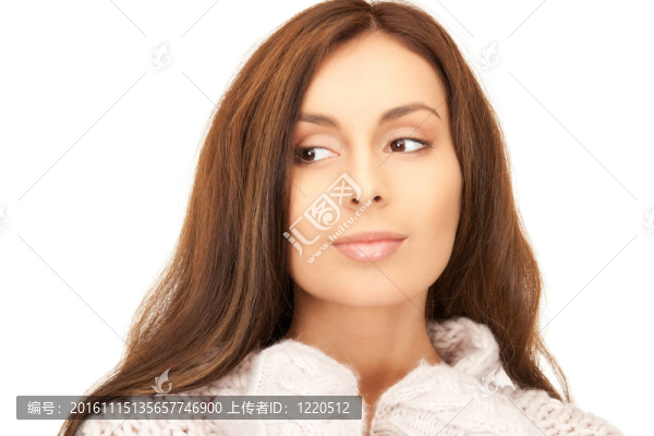在手套的漂亮女人