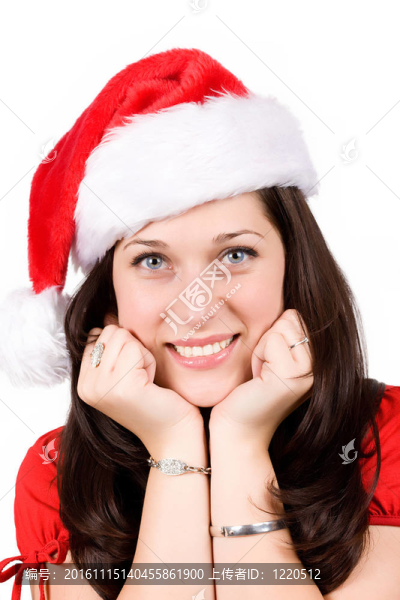 年輕的圣誕女人微笑