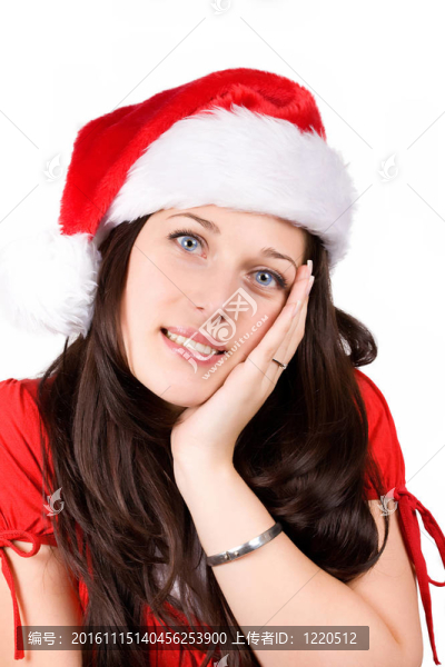 年輕的圣誕女人微笑