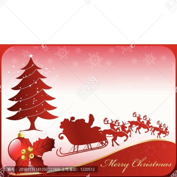 圣誕快樂卡與Santa；球和樹