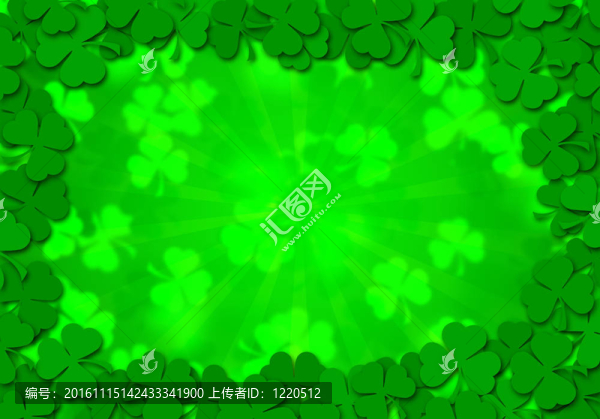 三葉草的葉子邊框背景的圣巴特里克節(jié)