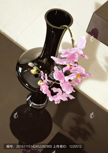 在棕色架子上的蘭花花瓶