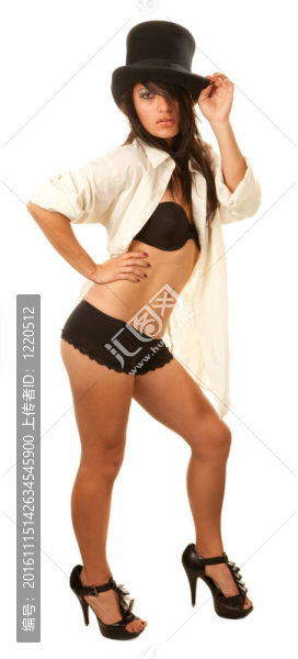 性感的女人在頂帽子