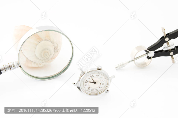 用放大鏡、羅盤鐘