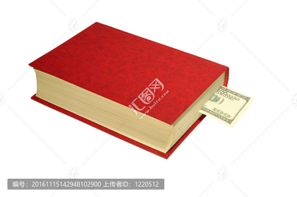 一百美元鈔票作為白色背景上的書簽