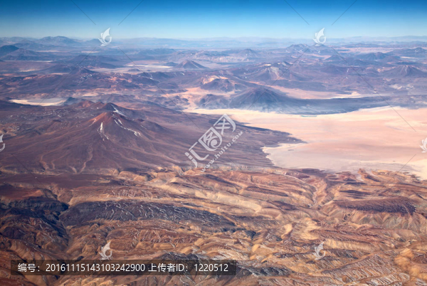 智利阿塔卡馬沙漠火山鳥瞰圖