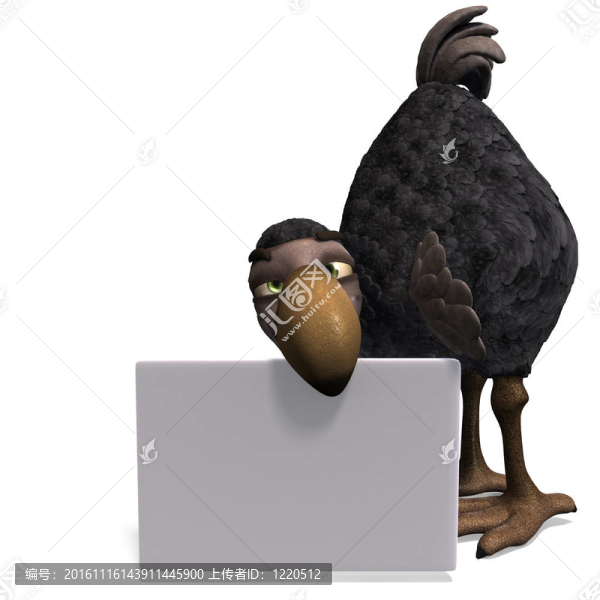 非常有趣的卡通渡渡鳥(niǎo)。3D渲染與剪輯路徑和陰影超過(guò)白色