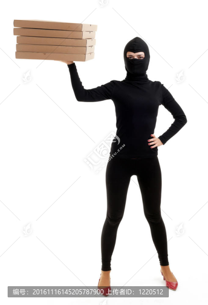 穿黑衣服的小偷和帶盒子的帽子