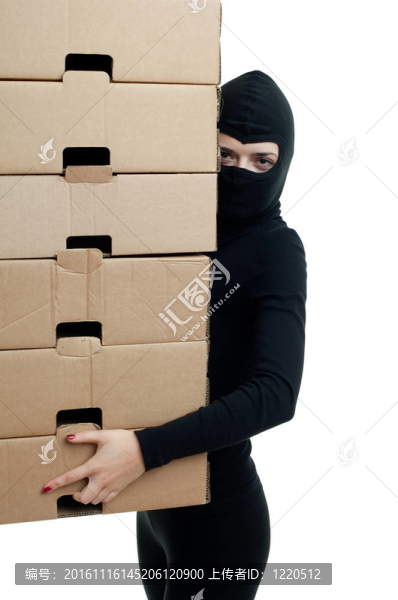 穿黑衣服的小偷和帶盒子的帽子