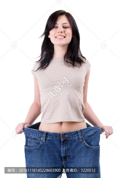 減肥女人穿太大牛仔褲褲子
