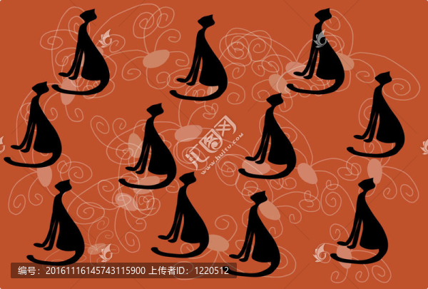 紅色背景上的黑貓