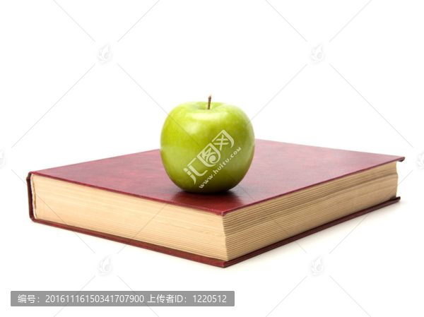 蘋果與白色背景隔離的書