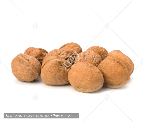白色背景上分離的核桃仁