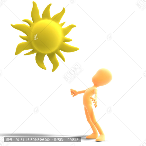 在陽(yáng)光下3d男性圖標(biāo)卡通人物。3D渲染與剪輯路徑和陰影超過(guò)白色