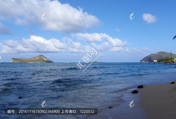 可在瓦胡島夏威夷威瑪納諾海濱沙灘兔島