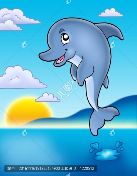 可愛的海豚與日落