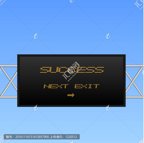 具有成功信息的電子公路標(biāo)志圖像。
