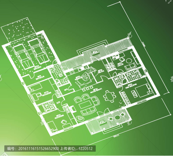 綠色背景下的建筑藍(lán)圖