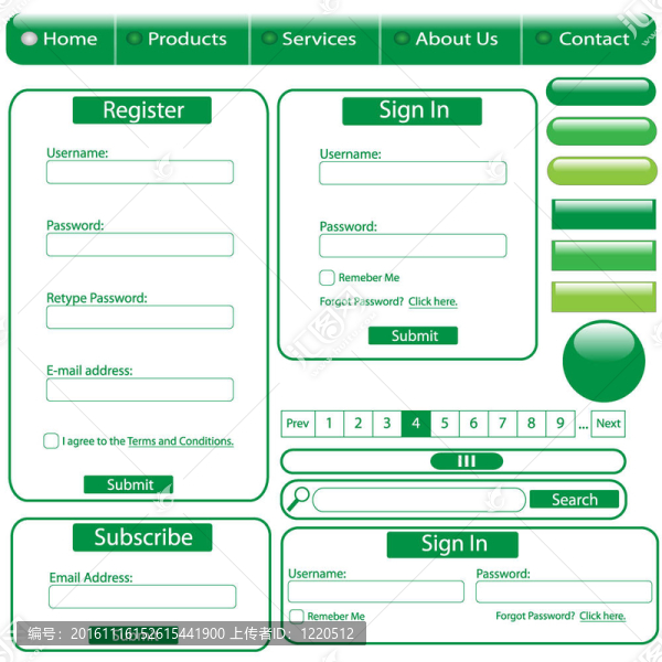 綠色網(wǎng)頁元素