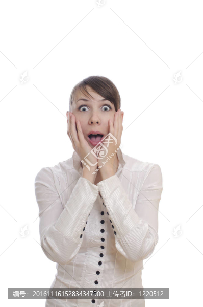 驚訝的年輕女人震驚了