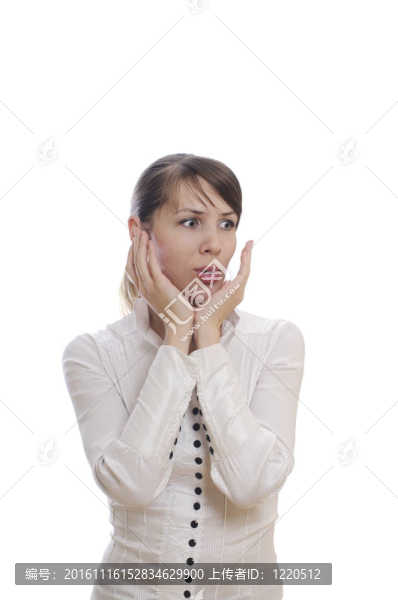 驚訝的年輕女人震驚了